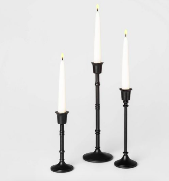 Sturdy Sleek Black Candle-holder