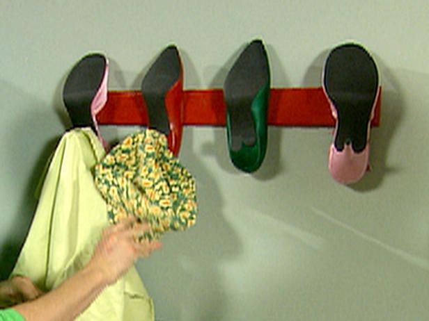 Transform the high heels into a coat rack