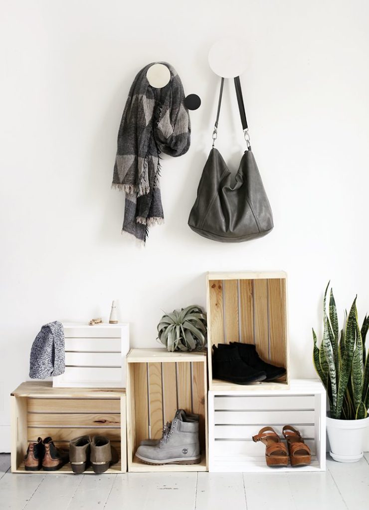 Create a wooden crate entryway