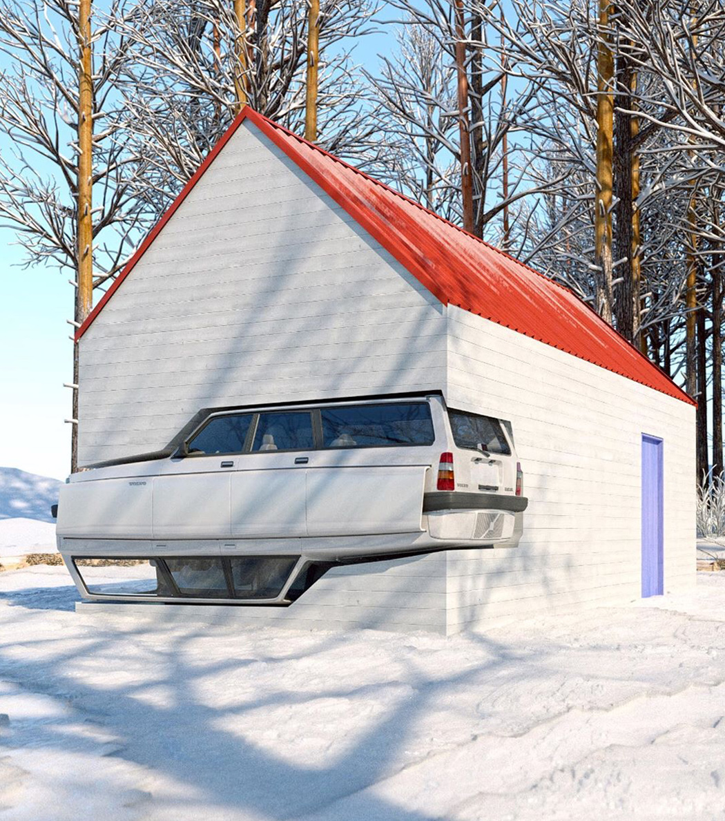 Volvo 240 Merged With A Winter Cabin