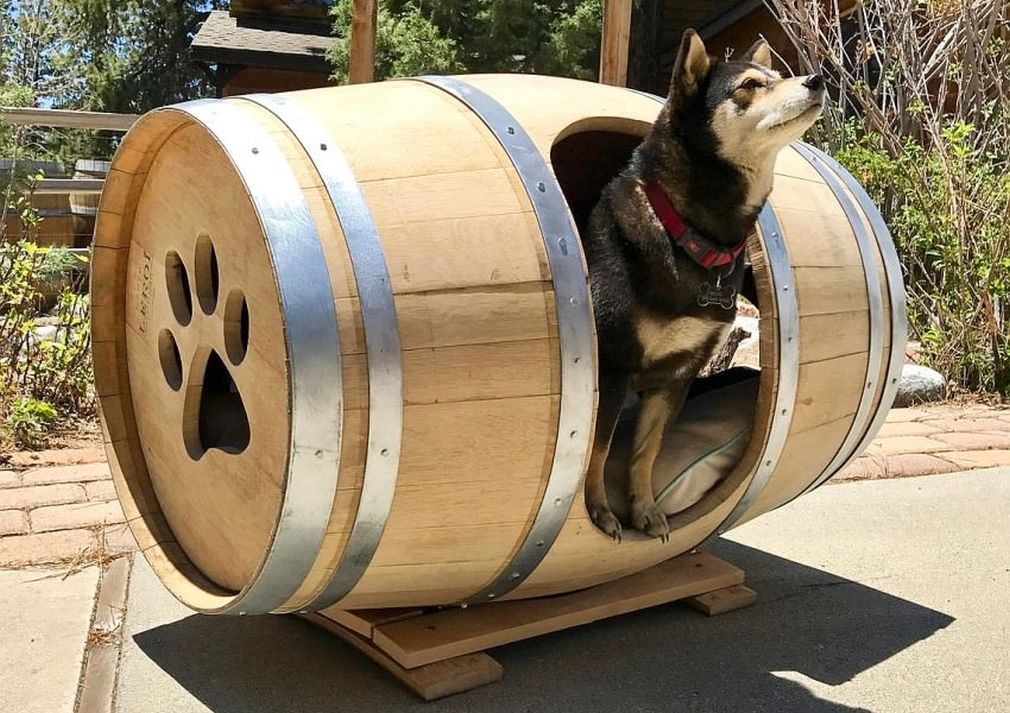 wine barrel dog toy box