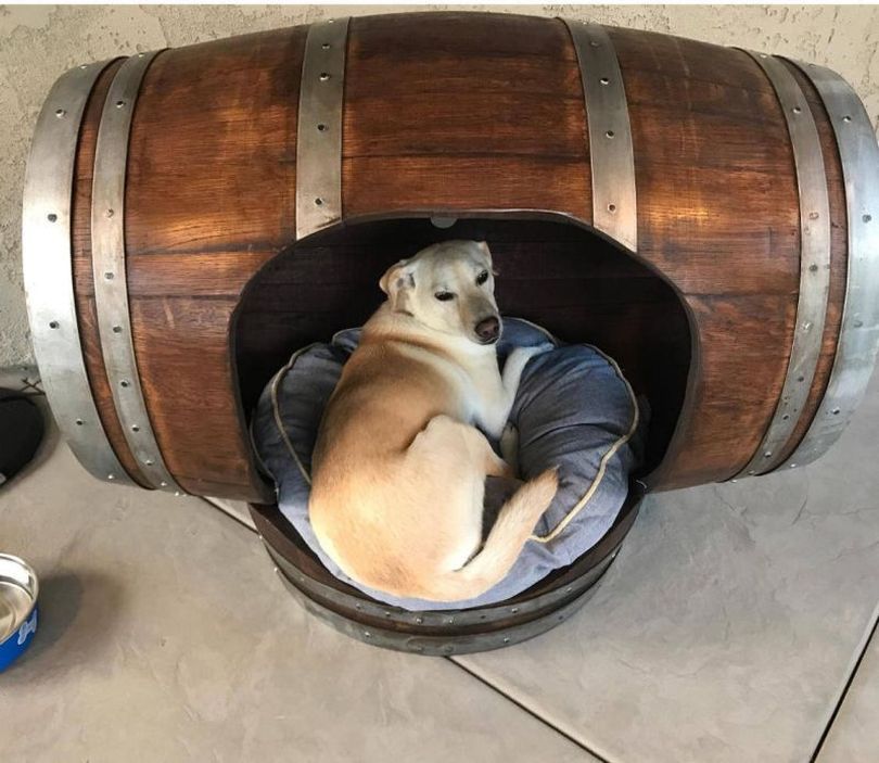 wine barrel dog house