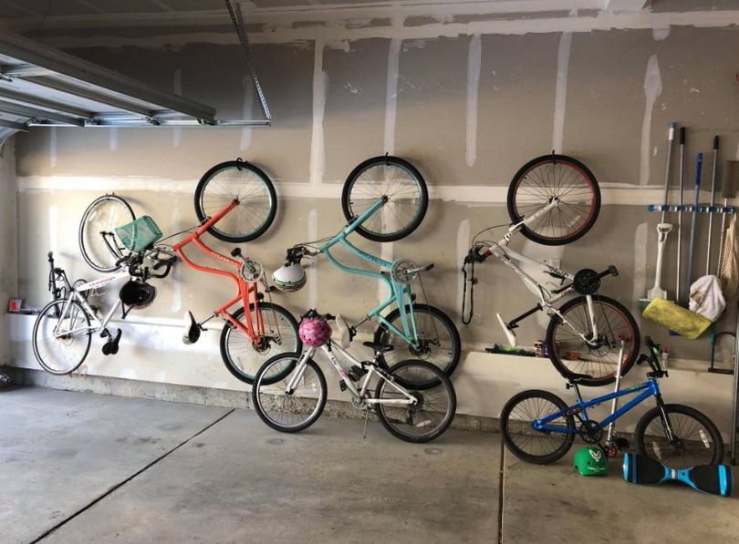 hang bikes on wall in garage