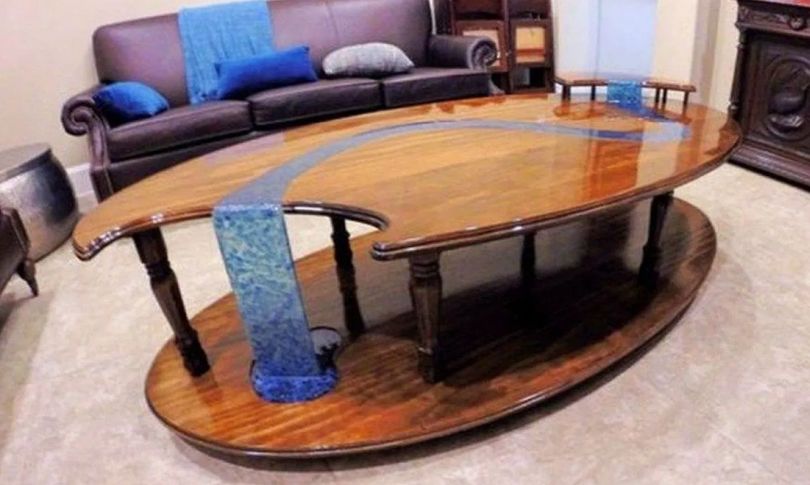 Alluring wood and resin table