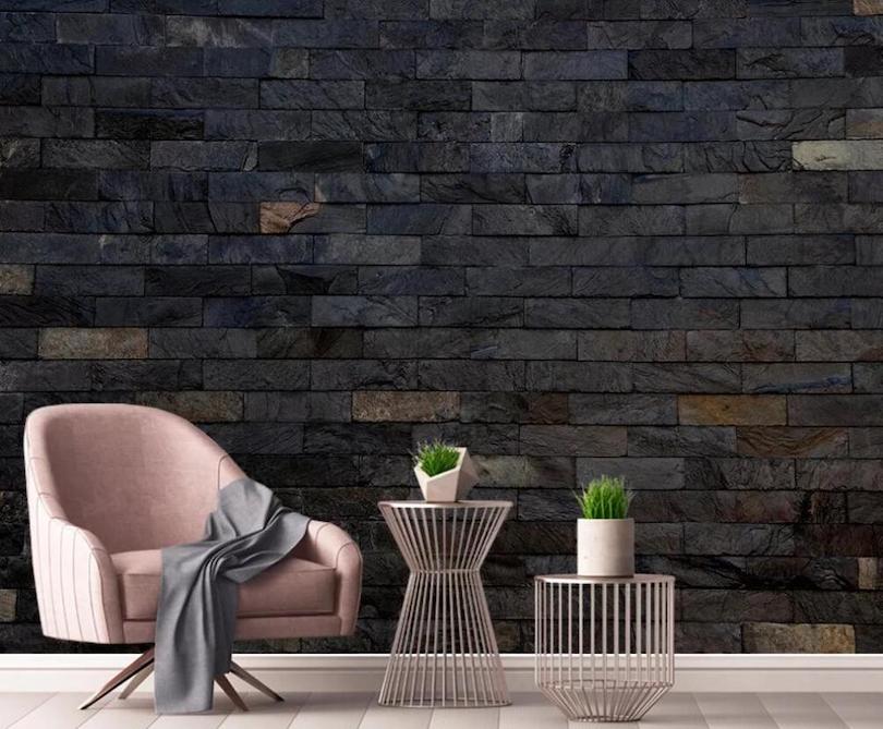 Black brick wallpaper