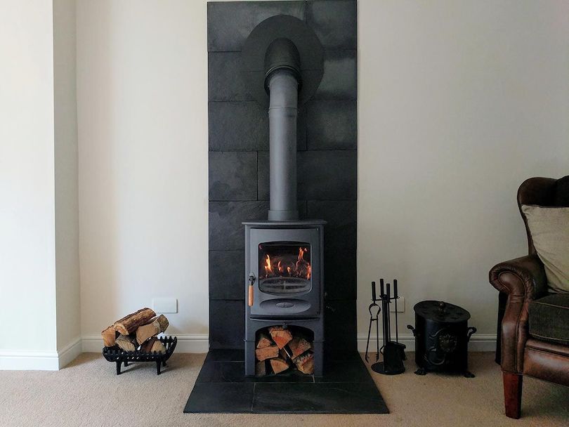 Slate or Stainless Steel Fireplace