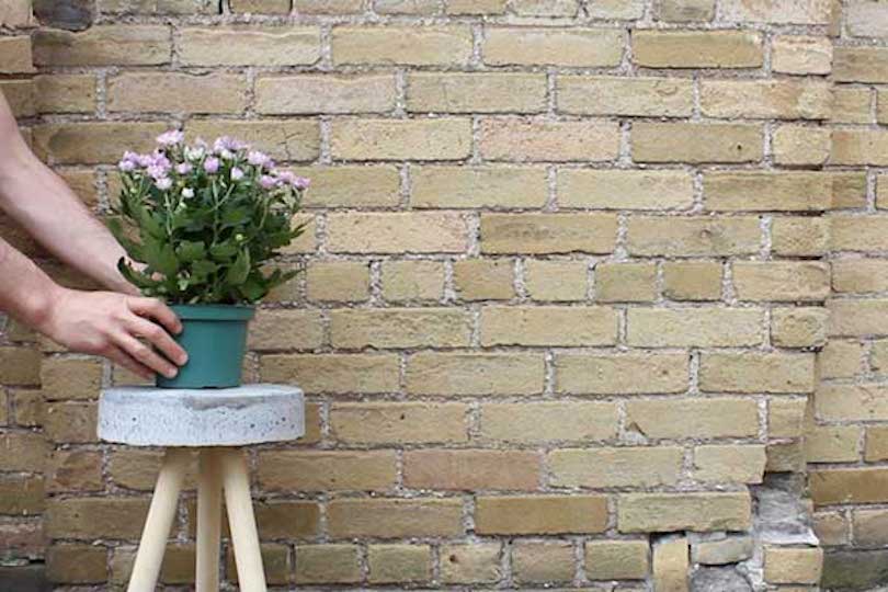 DIY Concrete Stool Plant Stand