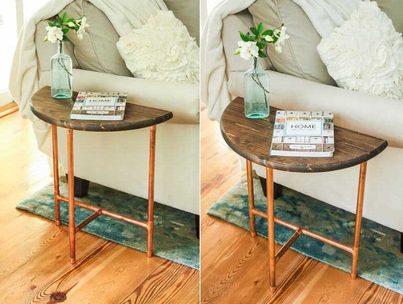 DIY Copper Pipe & Wood Slice Side Table