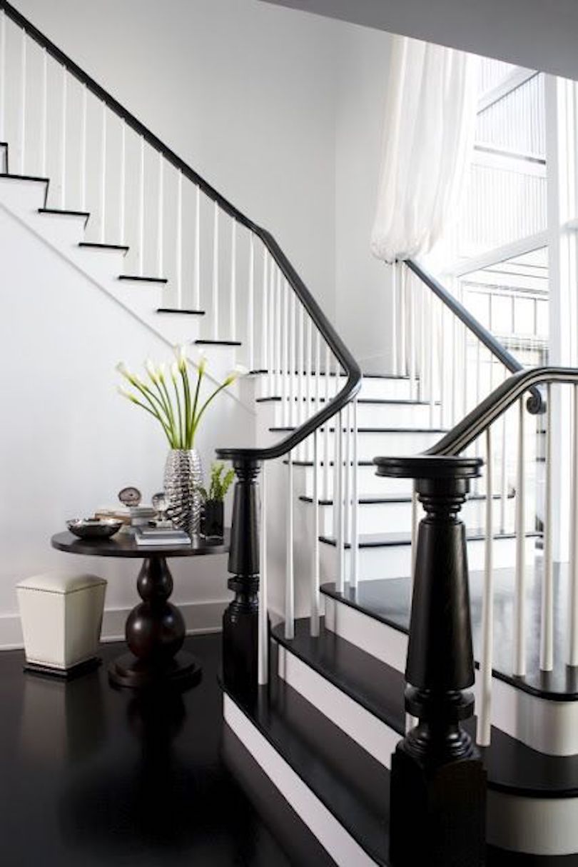 Black and White Stairs and Foyer