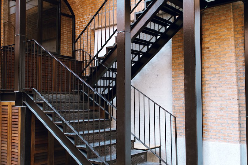 Industrial Stairs with Metal Railing