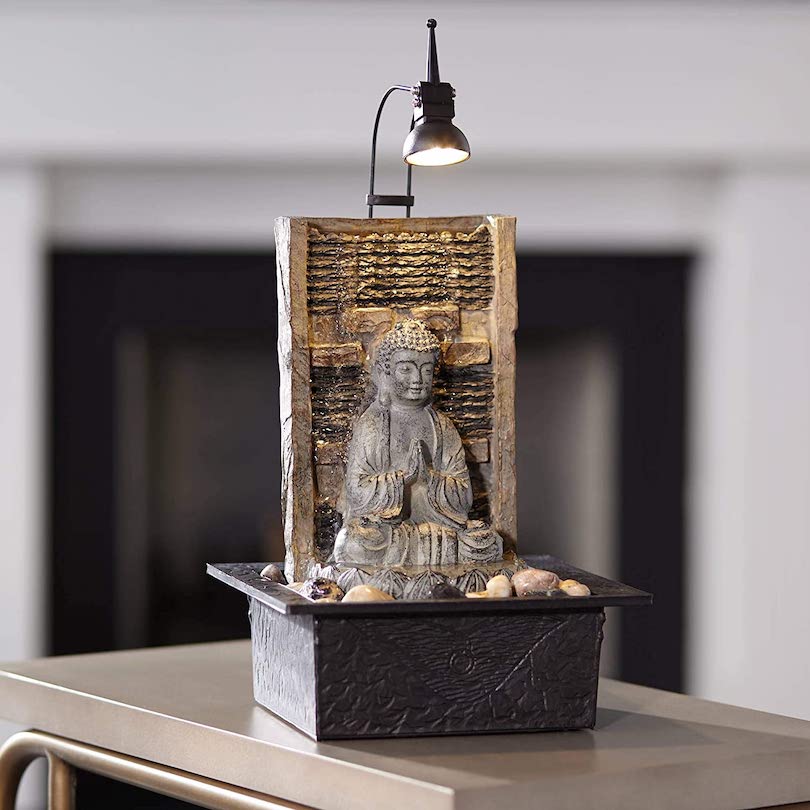 Namaste Buddha 11 1/2" High Indoor Table Fountain