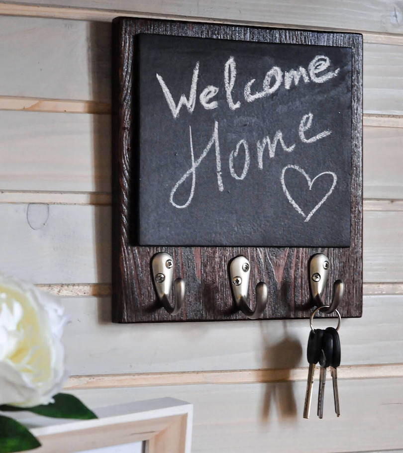 Chalkboard and Shelf Key Rack