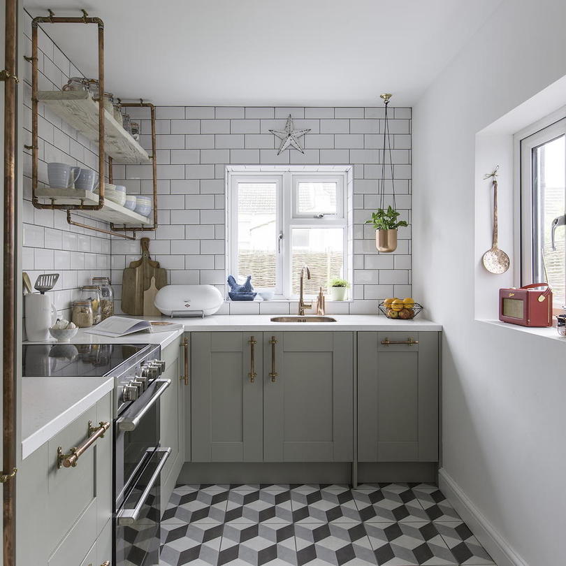 Sleek industrial small kitchen