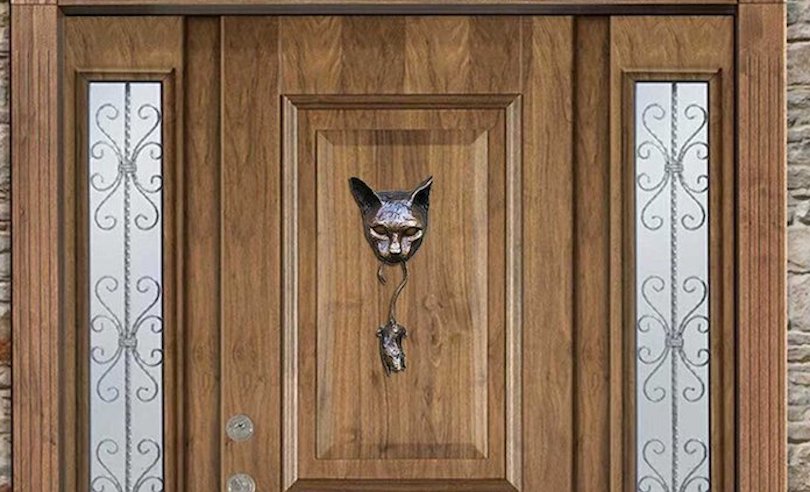 Cat and mouse door knocker