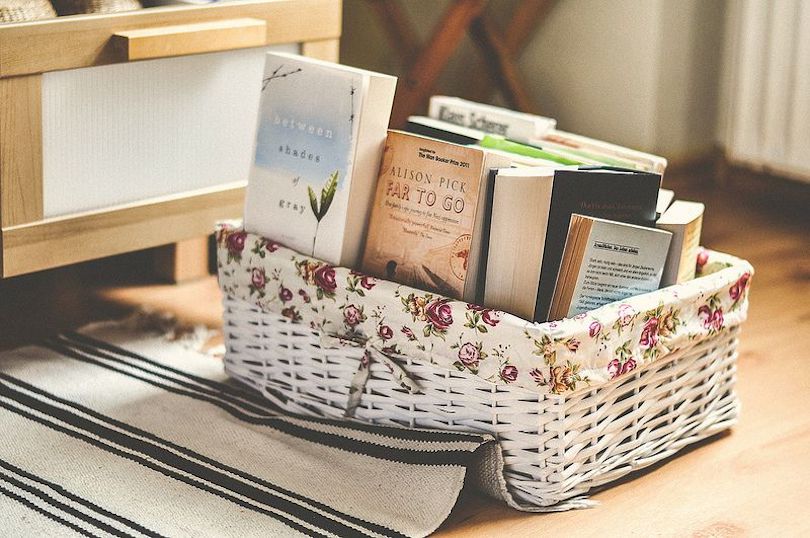 Organize Books in Baskets