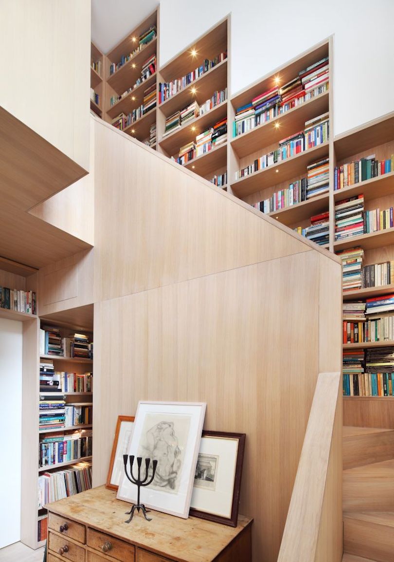 Staircase With Built-In Bookcase