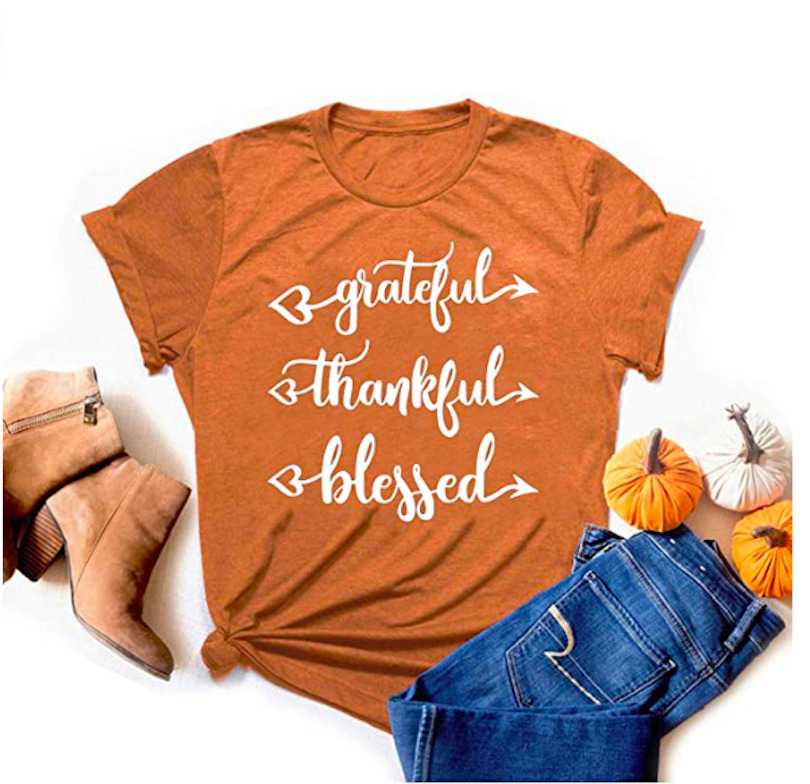 Grateful Thankful Blessed Thanksgiving Tee