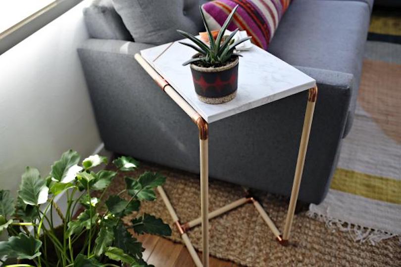 Copper Pipe & Marble Side Table