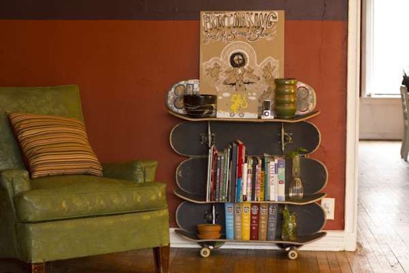 Skateboard Bookshelf Designs