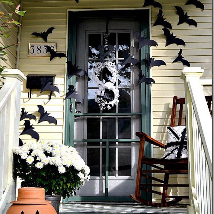 Felt Bats Halloween Door - halloween front door decorations