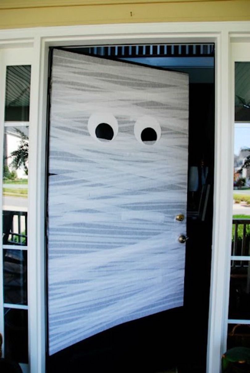 Mummy Halloween Front Door Decorations - halloween front door decorations