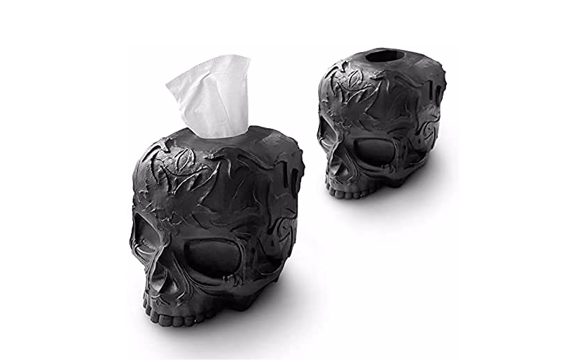 Black Skull Face Tissue Box Holder - halloween bathroom decorations in India