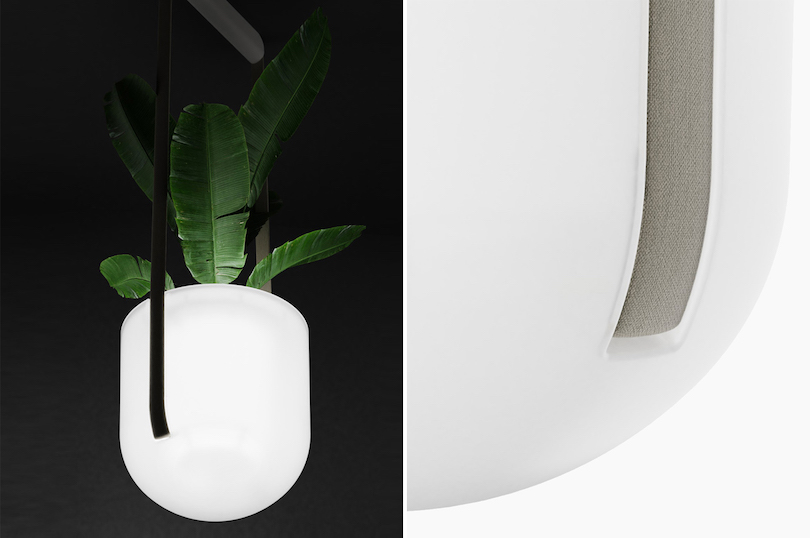 This hanging light fixture doubles as a planter to bring nature indoors