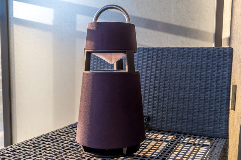 The LG XBoom 360 speaker has a convenient handle