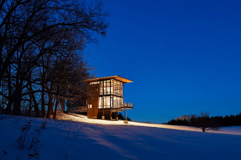 Metal Lark Glassy Steel Cabin is Perfect Getaway in Northern Wisconsin