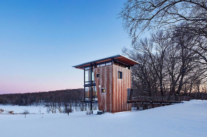 Metal Lark Glassy Steel Cabin is Perfect Getaway in Northern Wisconsin