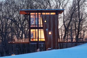 Metal Lark Glassy Steel Cabin is Perfect Getaway in Northern Wisconsin