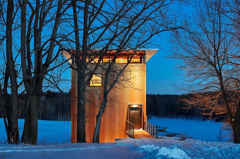 Metal Lark Glassy Steel Cabin is Perfect Getaway in Northern Wisconsin