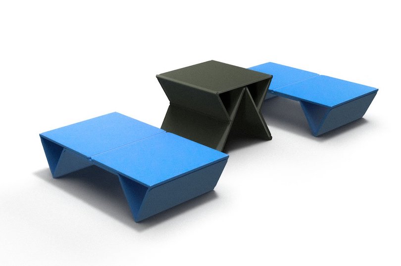 Threefold Mat Turns into Stool, Longer or Coffee Table for Outdoor Comfort