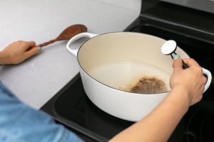 how to clean stained porcelain cookware