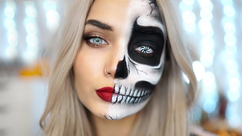 Half Skull Halloween Face Paint