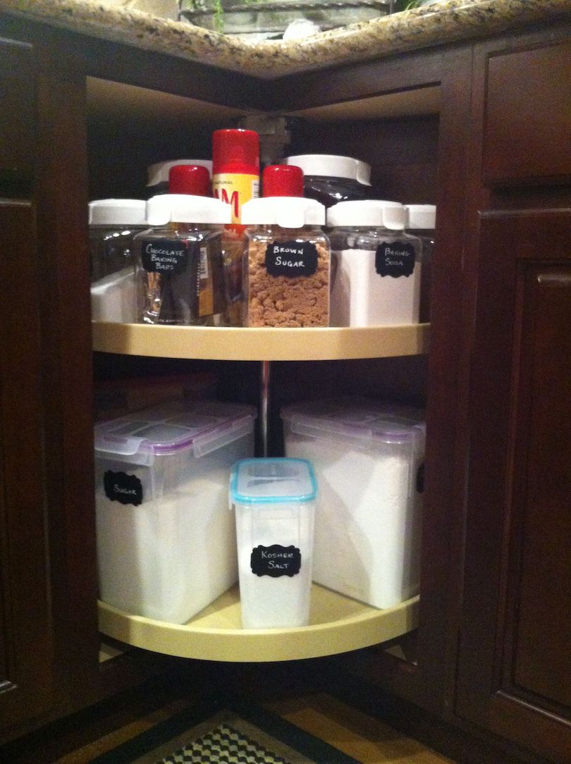 how to organize an upper corner cabinet