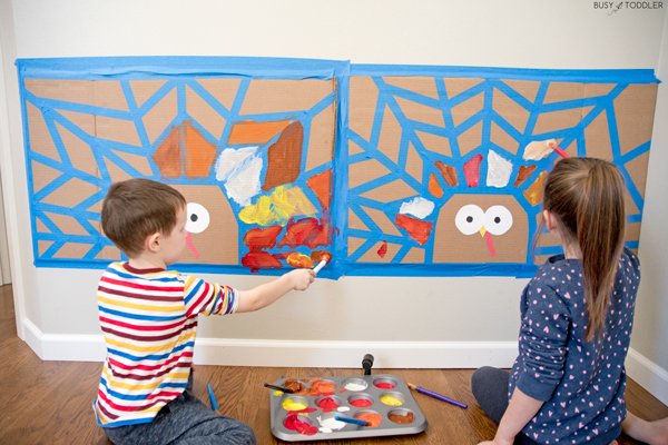 Turkey tape wall art - thanksgiving activities